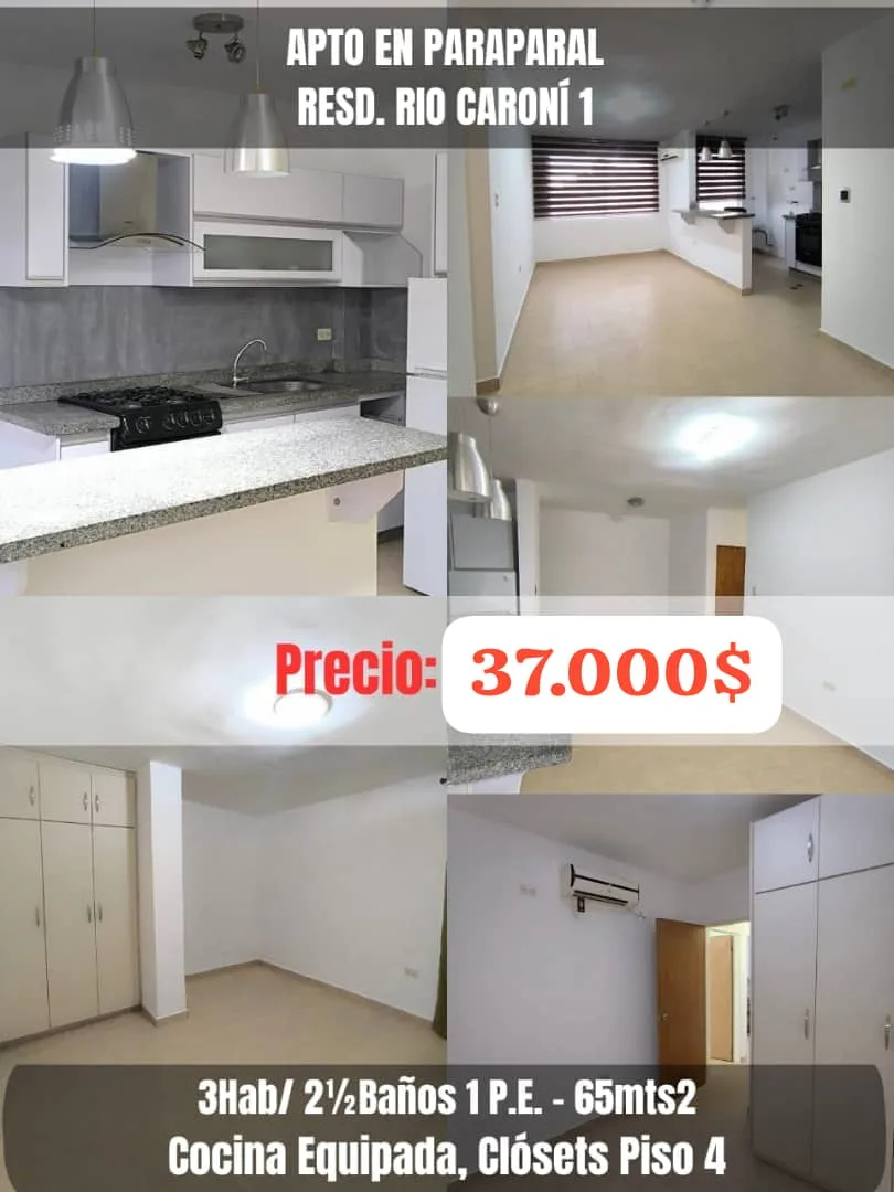 Apartamento en Venta en Río Caroni 1 - Paraparal — 3 hab 65m² — USD 37,000