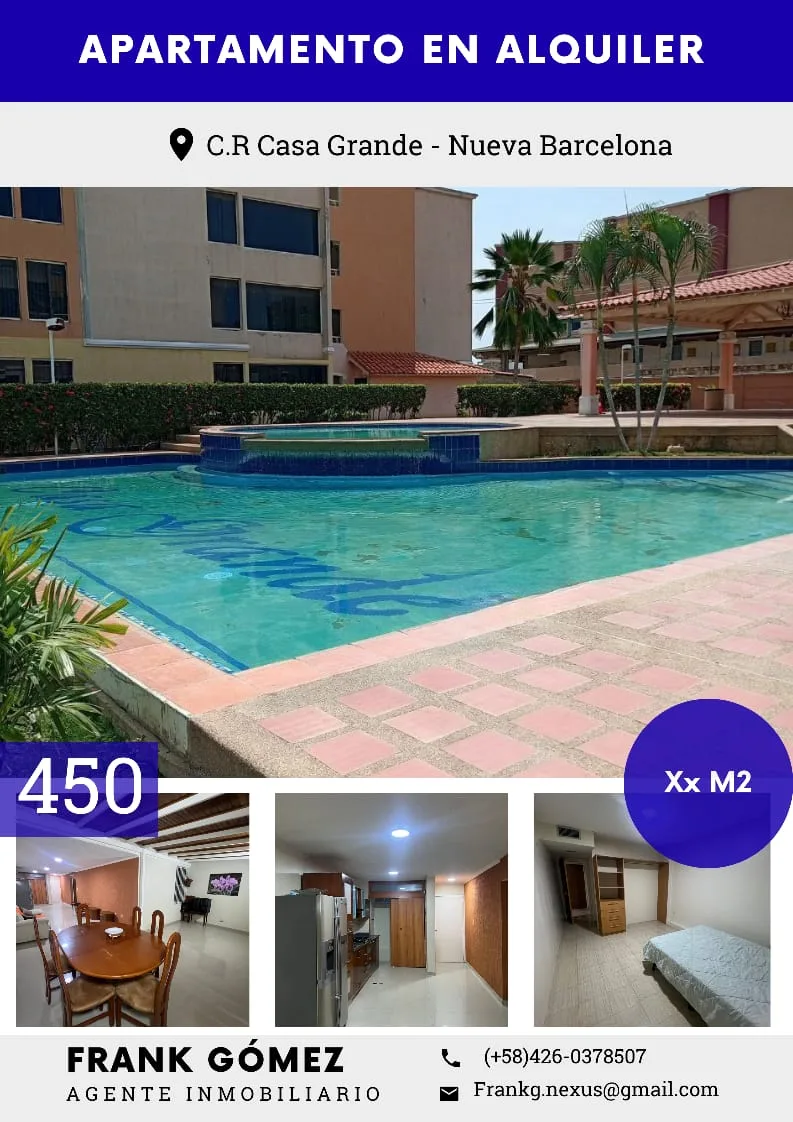 Apartamento en Alquiler en C.R Casa Grande, Sector Nueva Barcelona — 2 hab 89m² — USD 450
