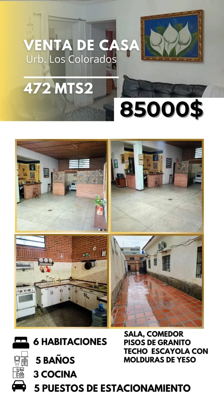 Casa en Venta en Urb Los Colorados — 7 hab 472m² — USD 85,000