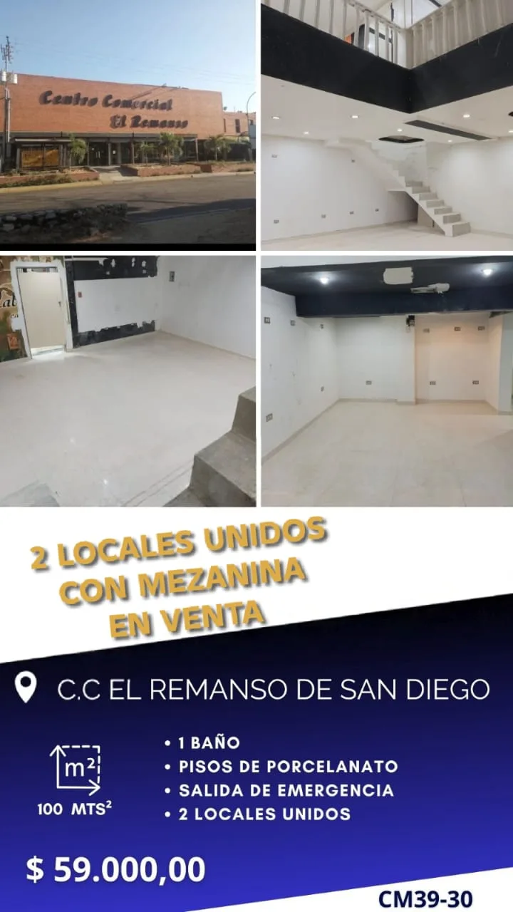 Local en Venta en C.C El Remanso de San Diego 100m² — USD 59,000