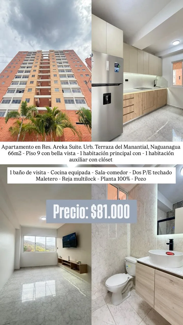 Apartamento en Venta en Terrazas del Manantial — 2 hab 66m² — USD 81,000