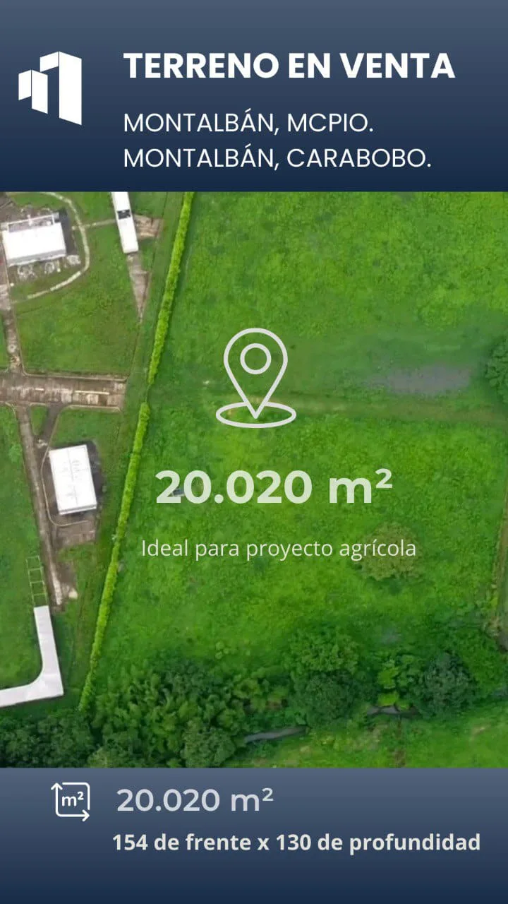 Terreno en Venta en Montalbán, Carabobo 20020m² — USD 90,000