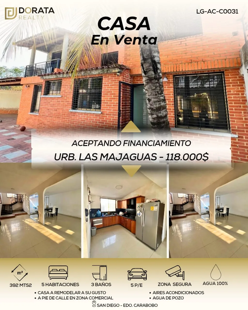 Casa en Venta en Urb Las Majaguas, San Diego — 5 hab 392m² — USD 118,000