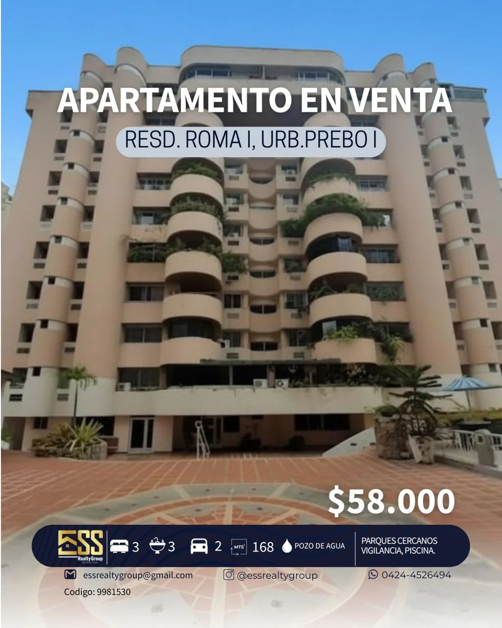 Apartamento en Venta en RESD. ROMA I, URB.PREBO I — 3 hab 168m² — USD 58,000