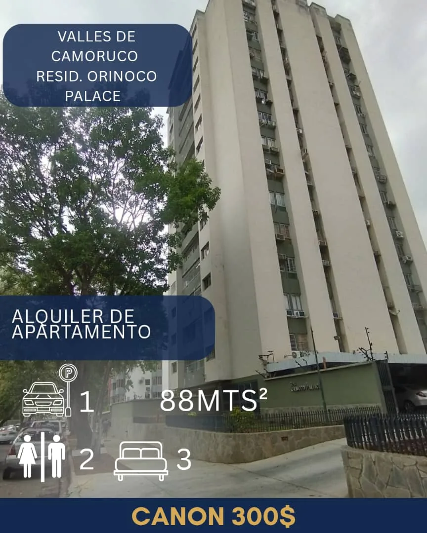 Apartamento en Alquiler en Valles de Camoruco Residencias Orinoco Palace — 3 hab 88m² — USD 300