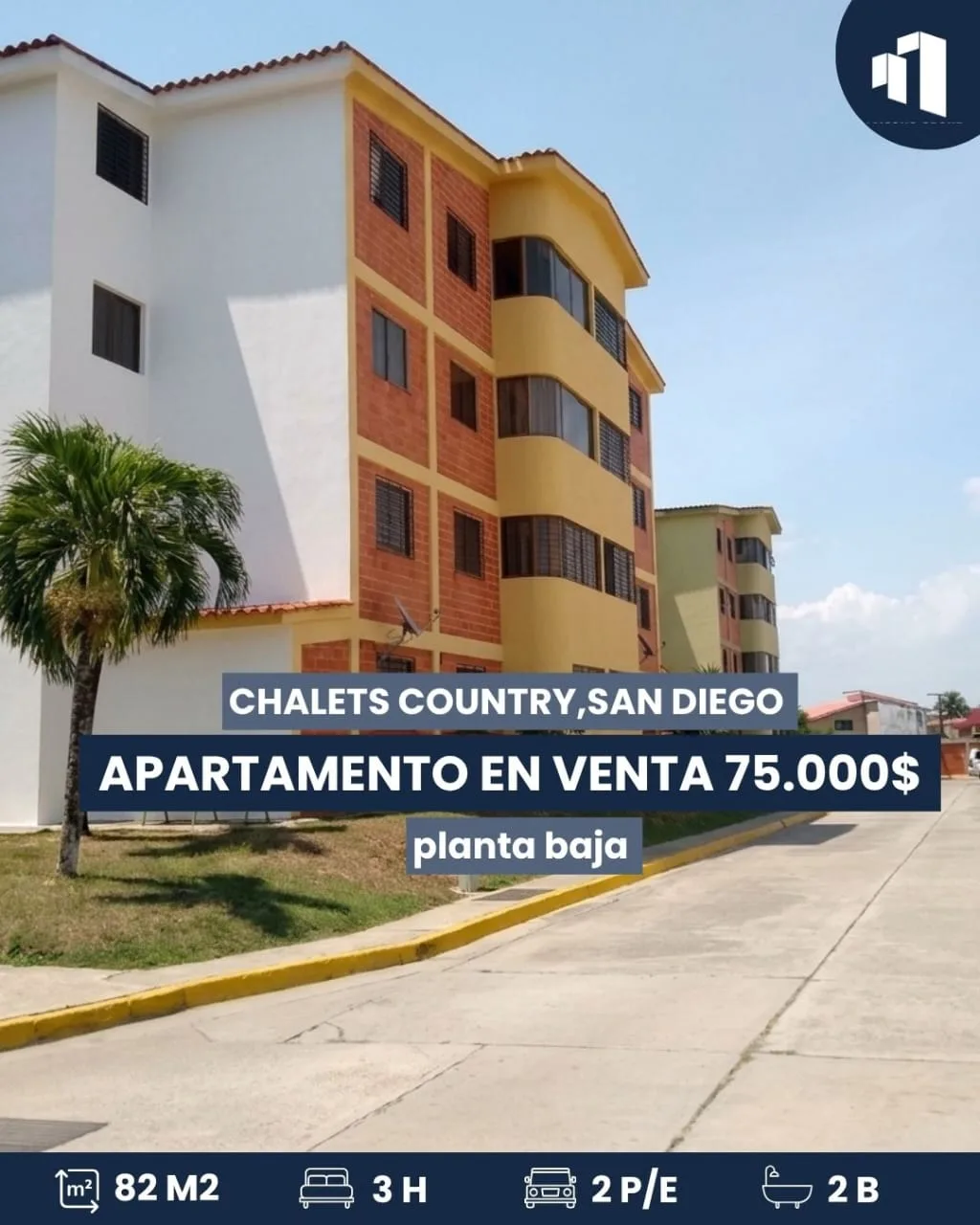 Apartamento en Venta en Res. Chalets Country, San Diego, Av. Don Julio Centeno — 3 hab 81m² — USD 75,000