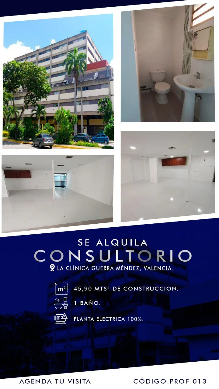 Oficina en Alquiler en La Clínica Guerra Méndez, Valencia 46m² — USD 700