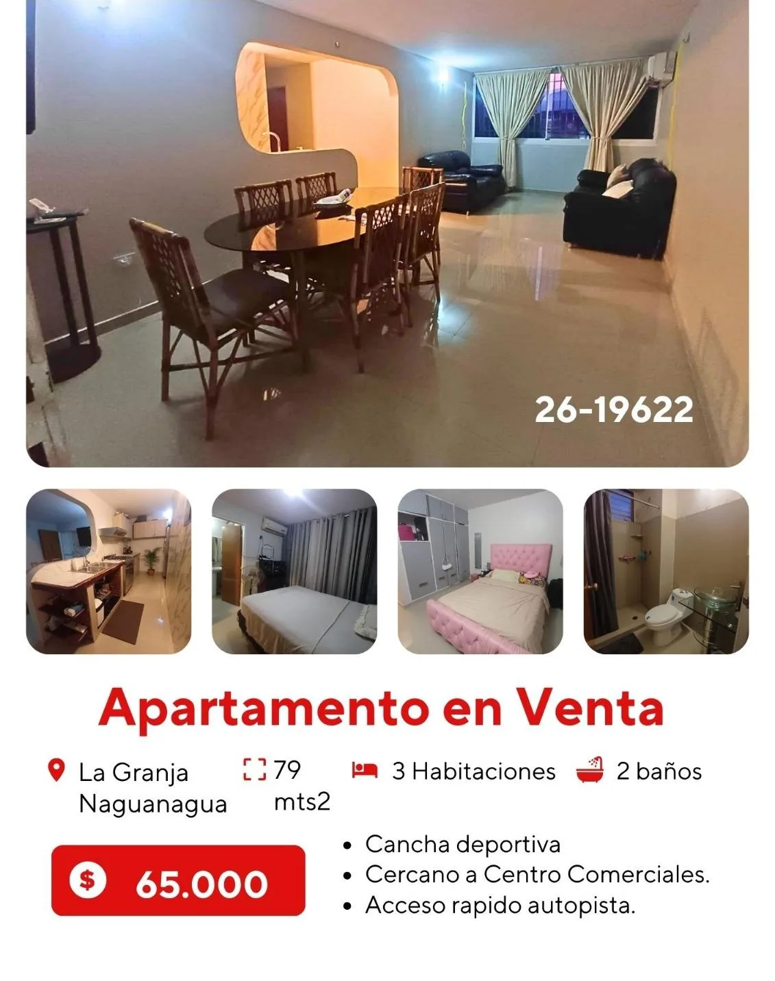 Apartamento en Alquiler en ciudad — 3 hab — Precio a consultar