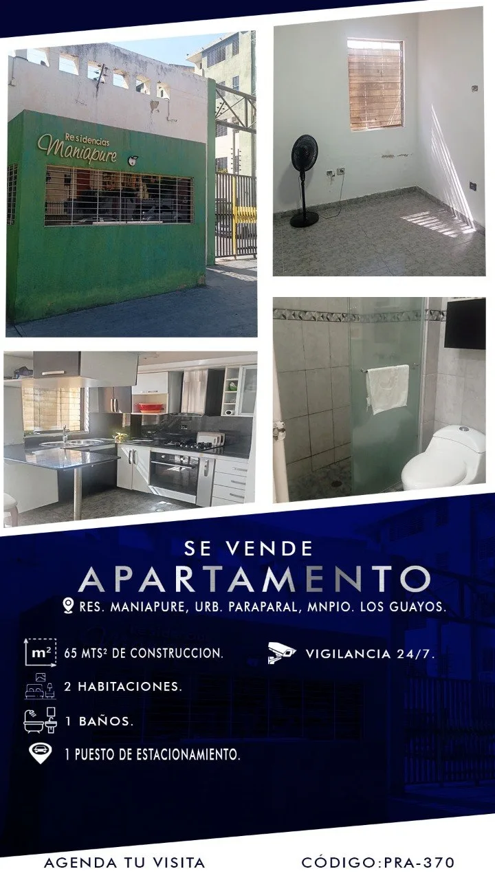 Apartamento en Venta en Res Maniapure. Paraparal. — 2 hab 65m² — USD 33,000