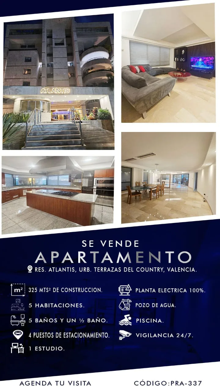 Apartamento en Venta en Terrazas del Country, Valencia — 5 hab 325m² — USD 550,000