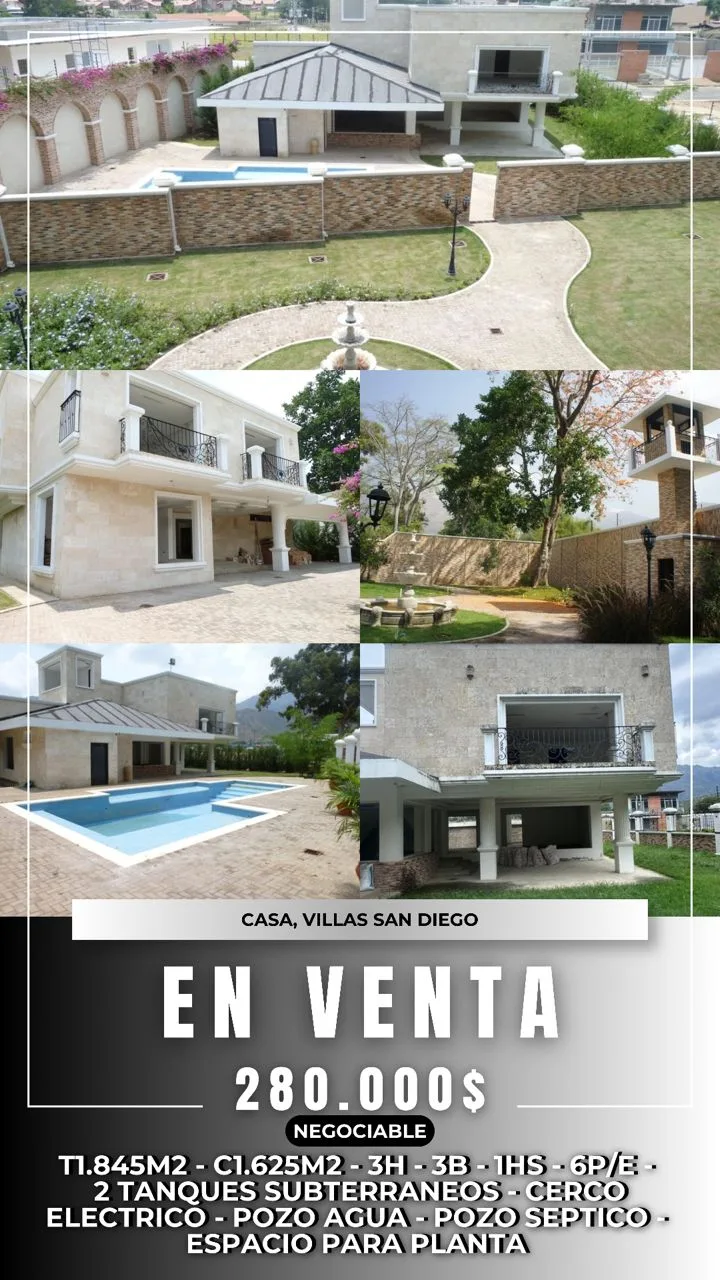Casa en Venta en Villas San Diego — 4 hab 1625m² — USD 280,000