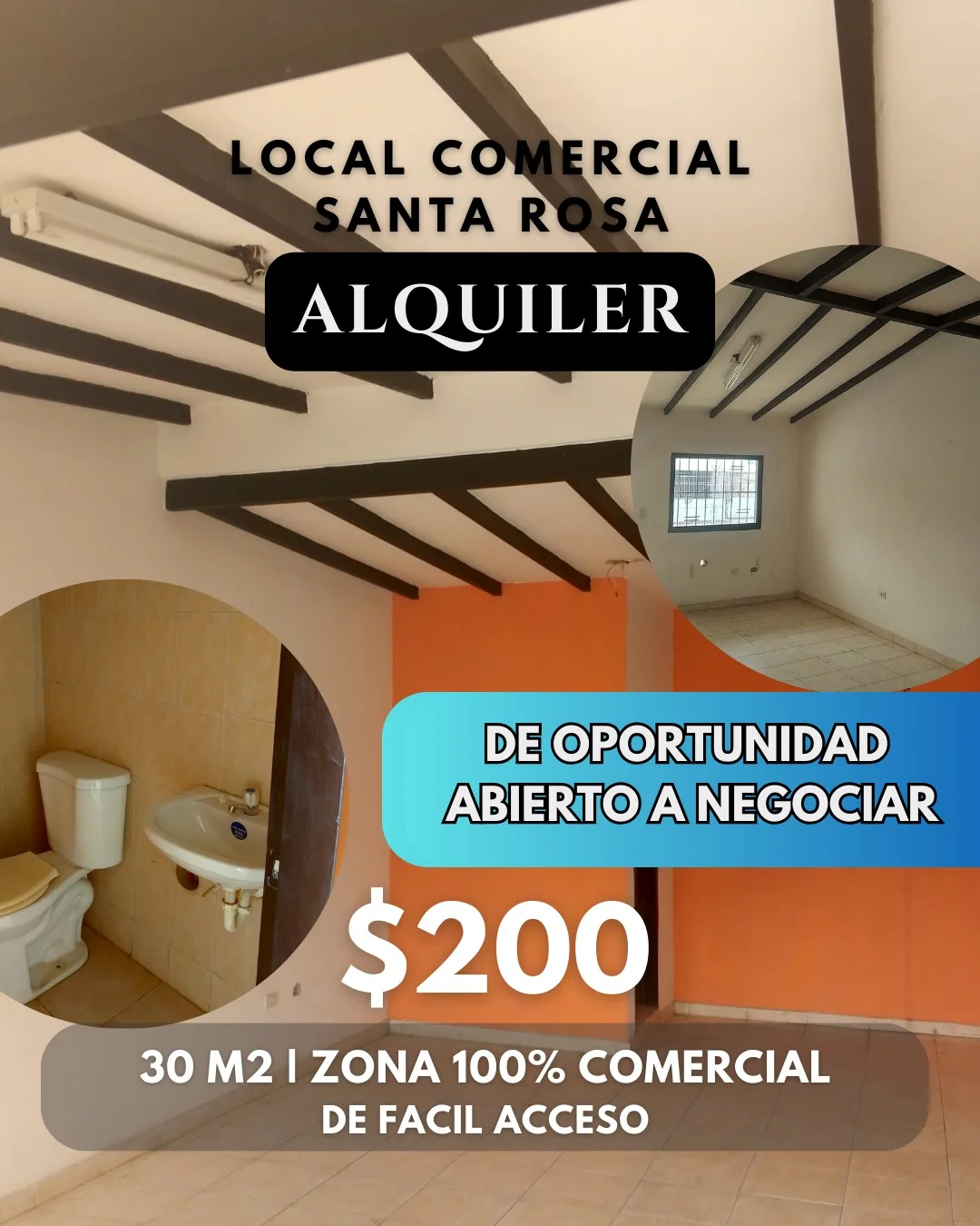 Local en Alquiler en SANTA ROSA – CERCA DEL METRO 30m² — USD 200