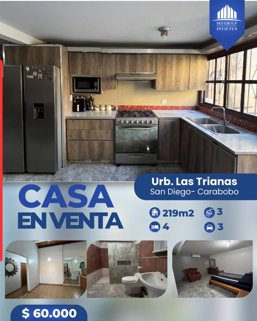 Casa en Venta en Urb. Las Trianas, San Diego-Carabobo — 4 hab 219m² — USD 60,000