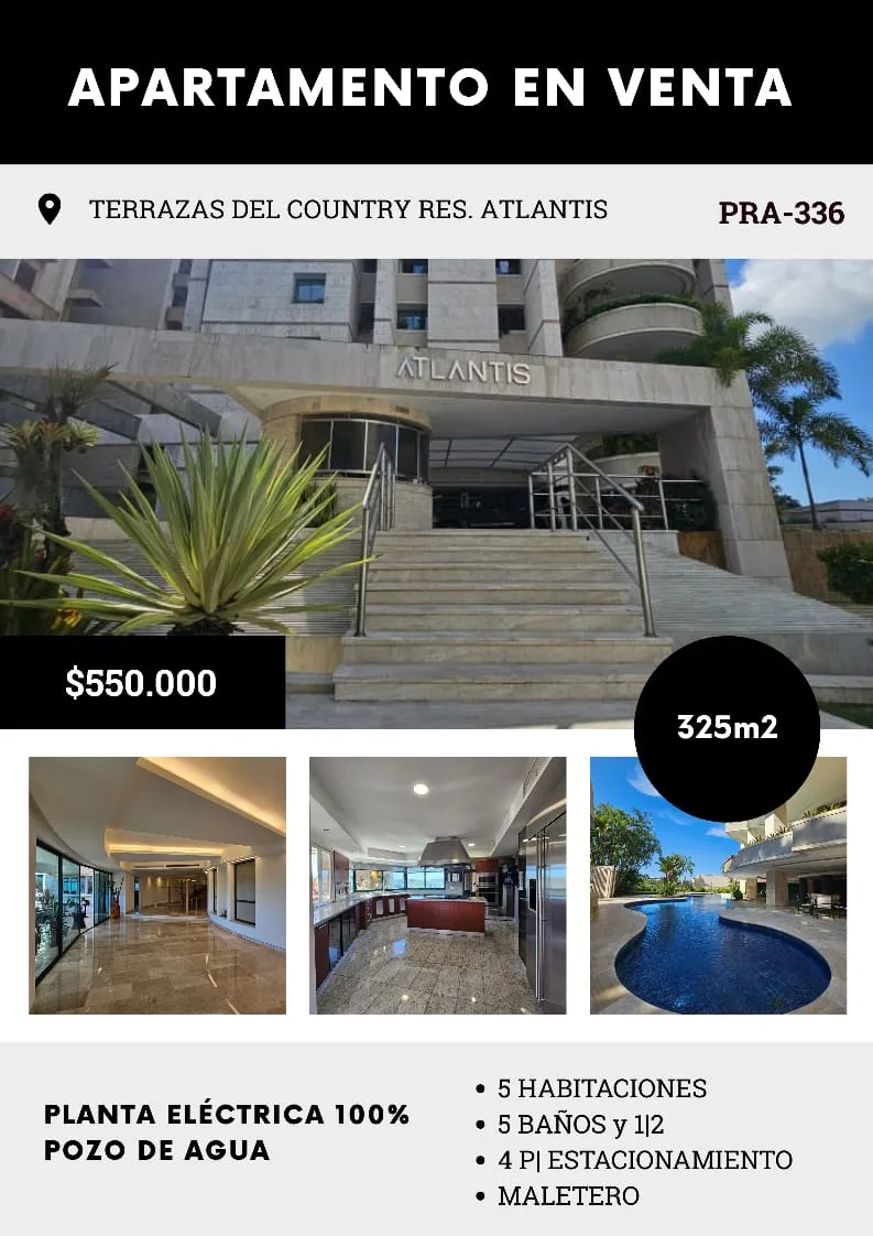 Apartamento en Venta en Terrazas del Country, Guataparo — 6 hab 325m² — USD 550,000