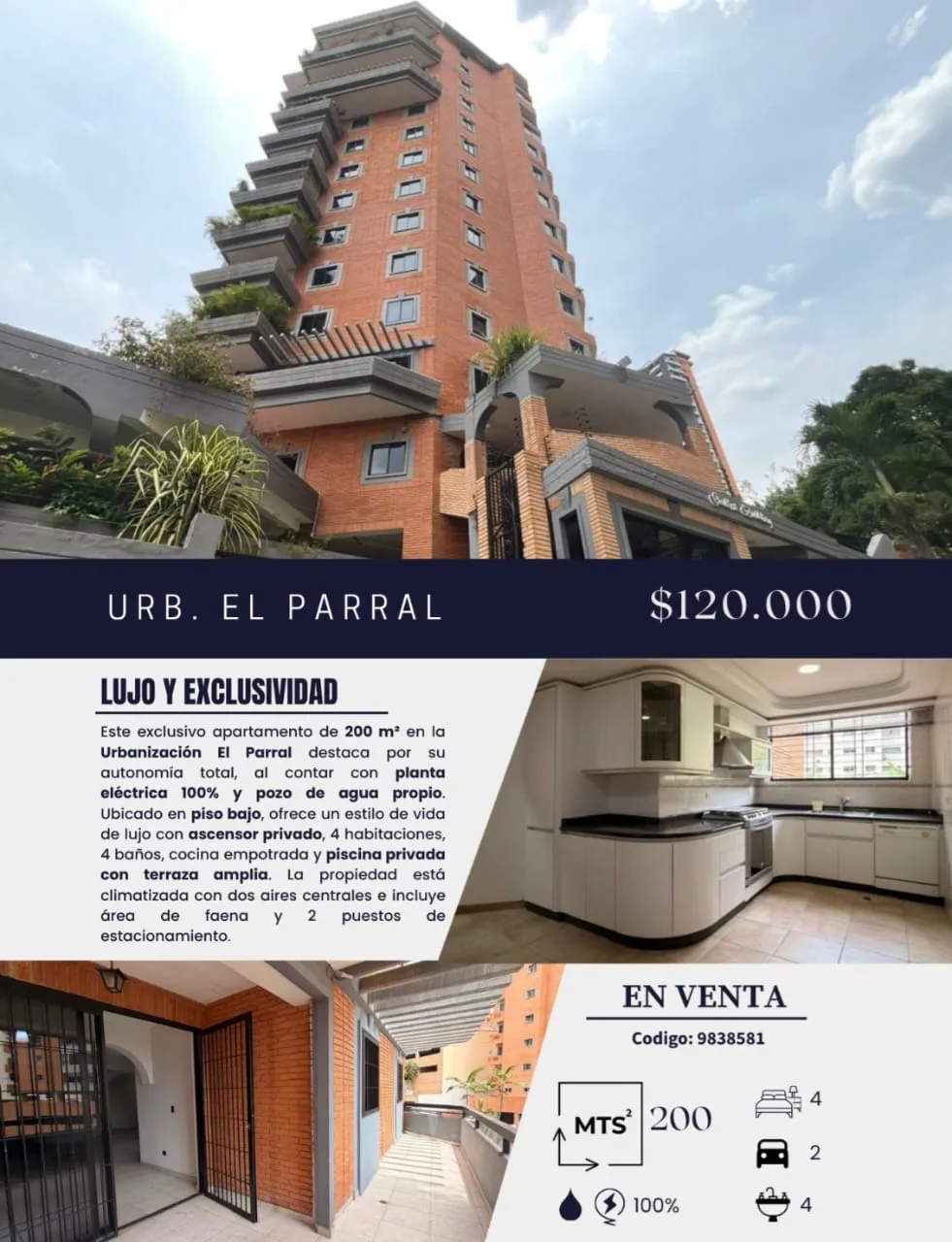 Apartamento en Venta en Urb. El Parral — 4 hab 200m² — USD 120,000
