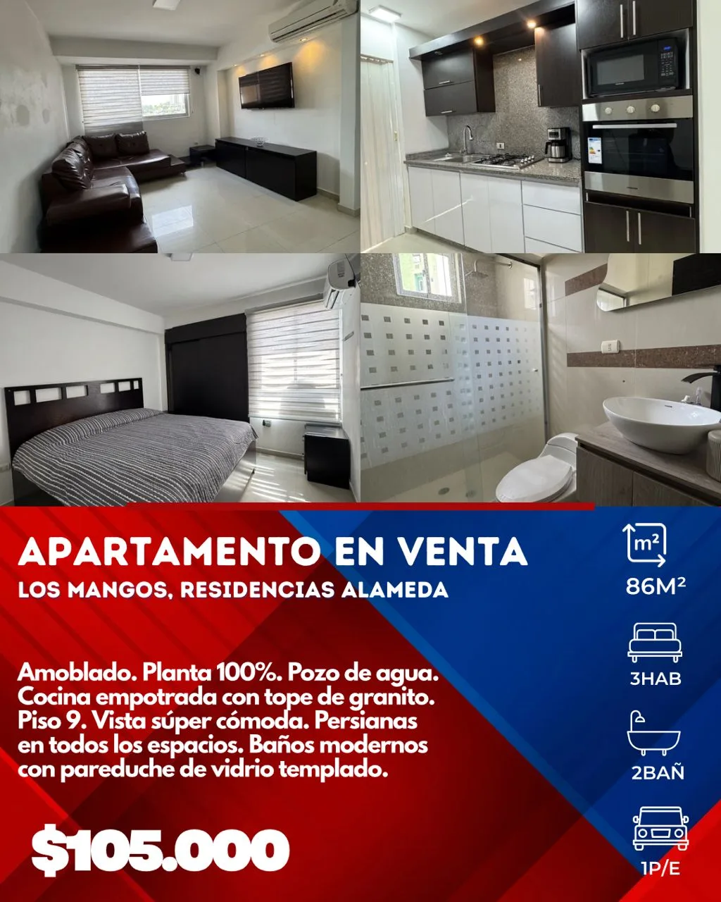 Apartamento en Venta en Los Mangos, Residencias Alameda — USD 105,000