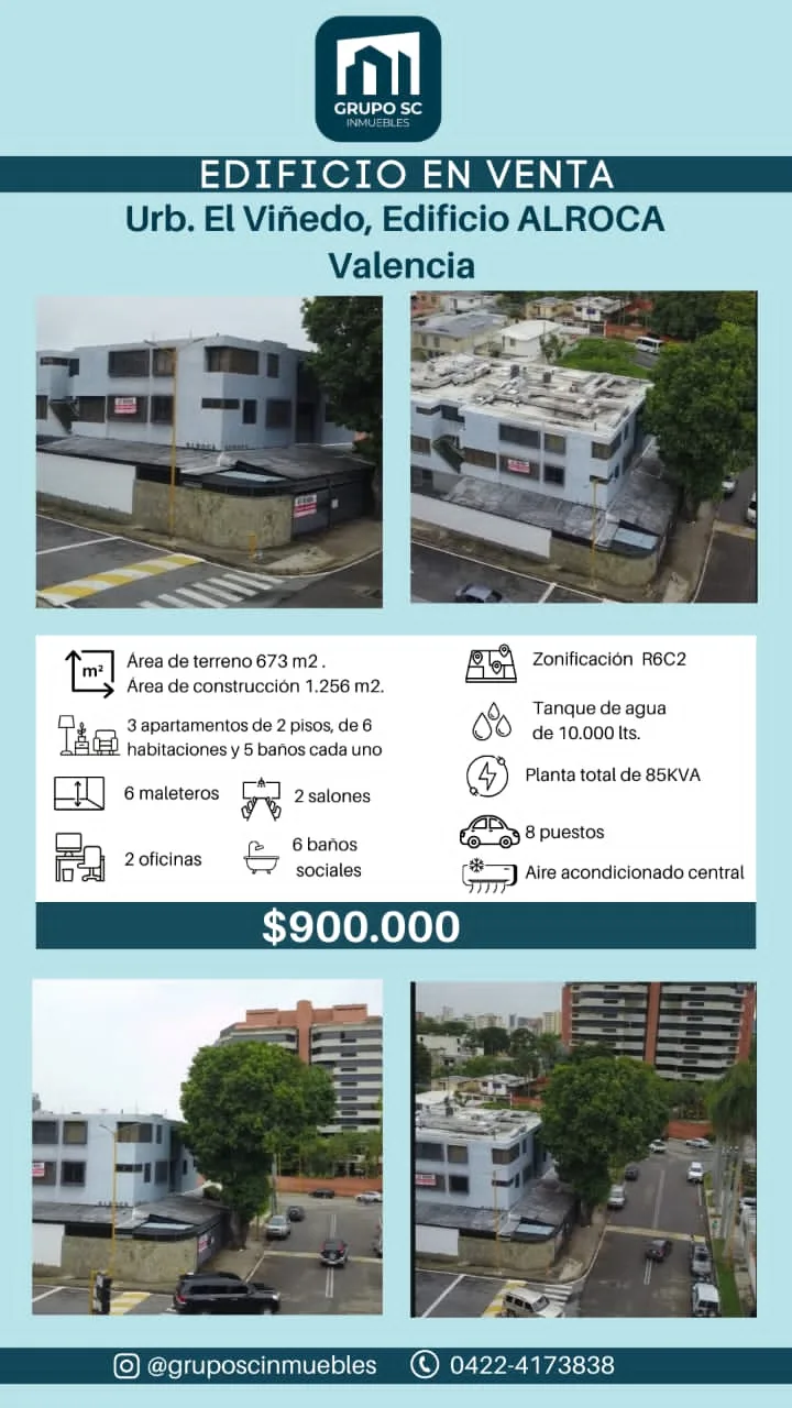 Local en Venta en Urb. El Viñedo, Edificio Alroca, Valencia — 18 hab 673m² — USD 900,000