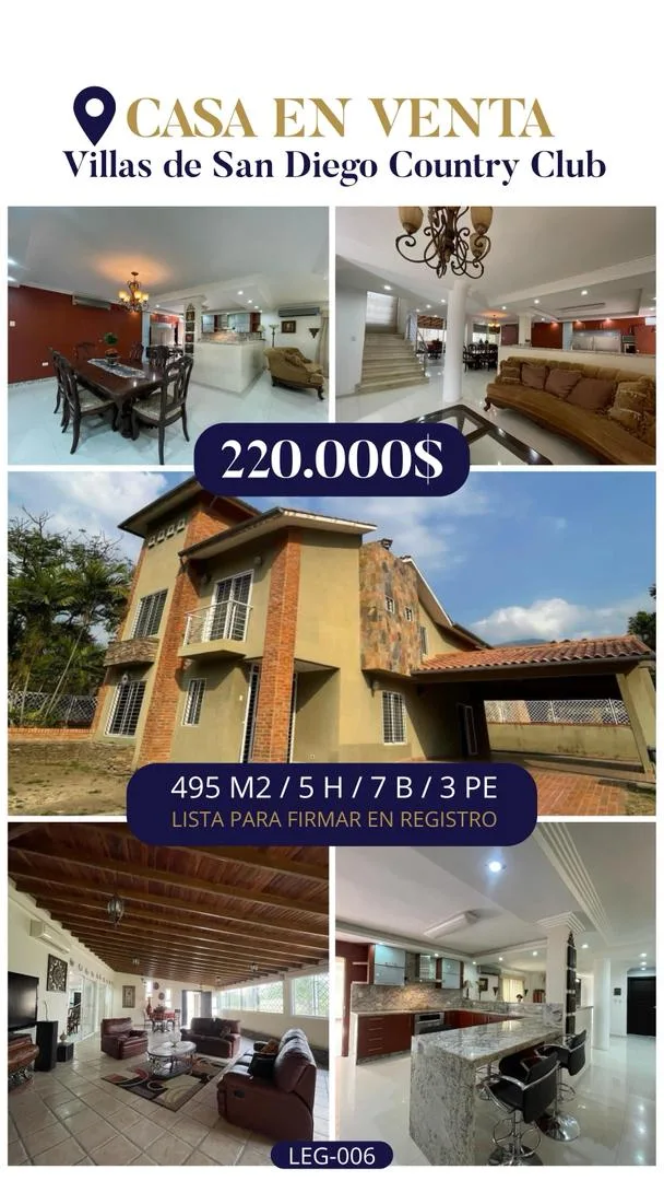Casa en Venta en Villas de San Diego Country Club — 5 hab 495m² — USD 220,000