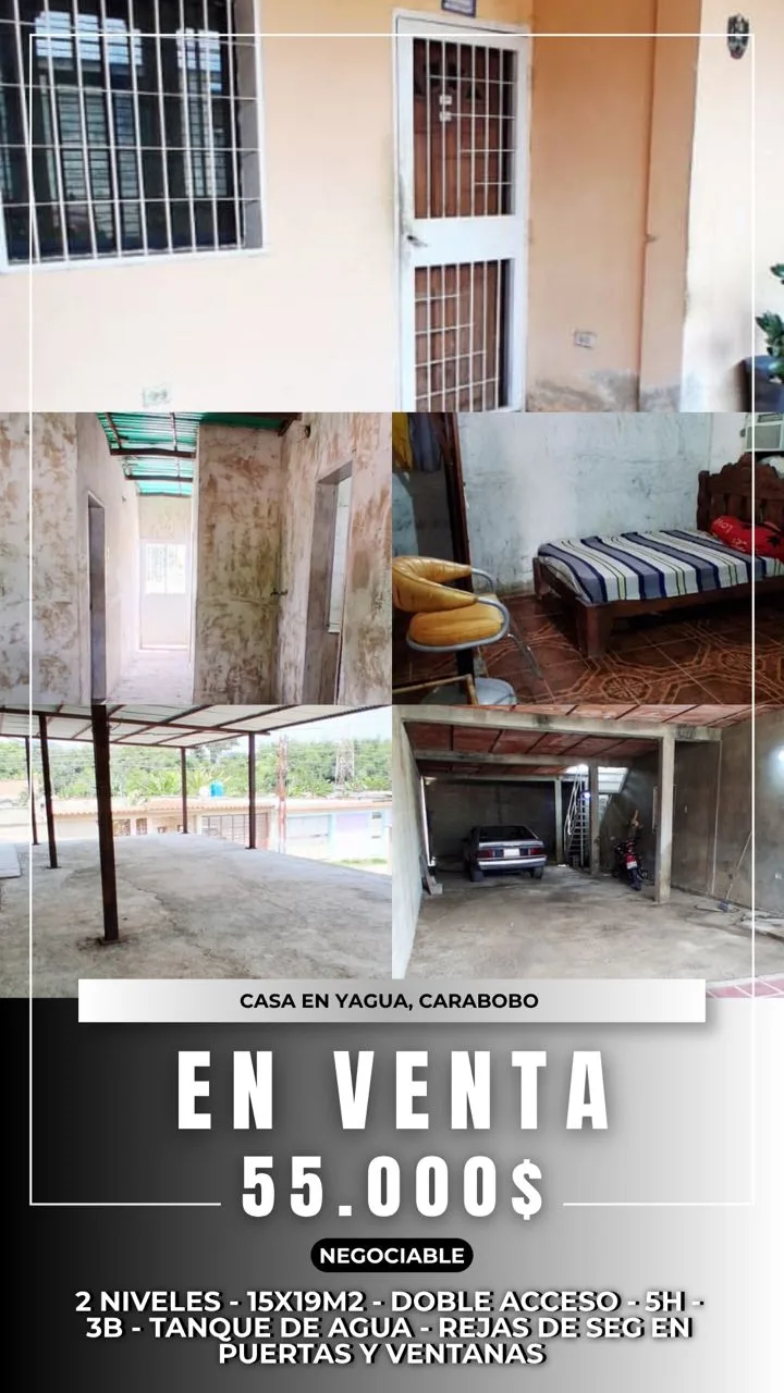 Casa en Venta en Yagua, Carabobo — 5 hab — USD 55,000