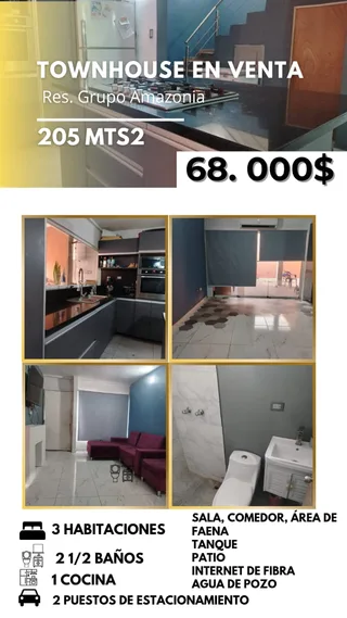 Townhouse en URB PARQUE RESIDENCIAL GRUPO AMAZONIA