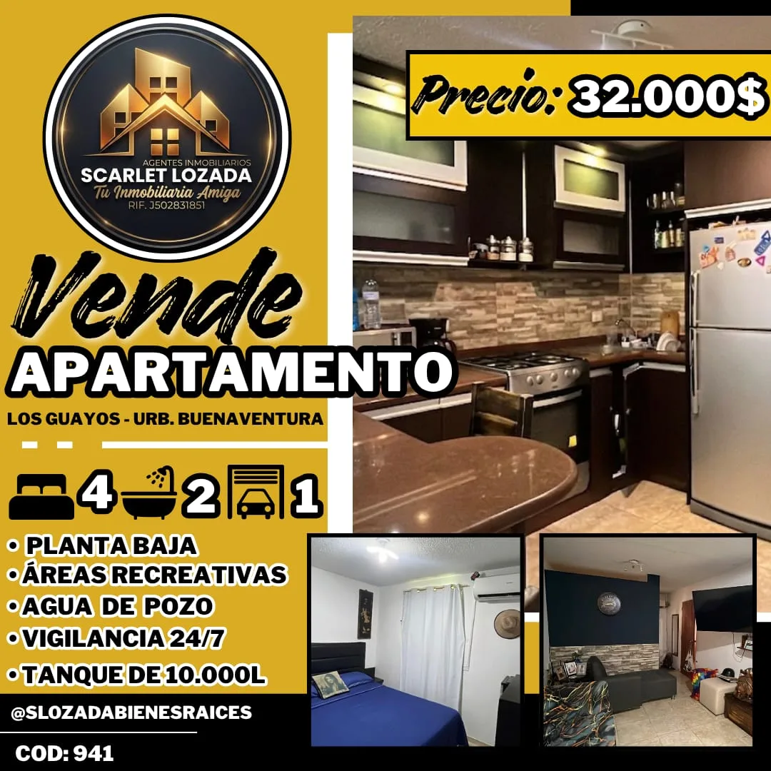 Apartamento en Venta en Buenaventura Los Guayos — 4 hab — USD 32,000