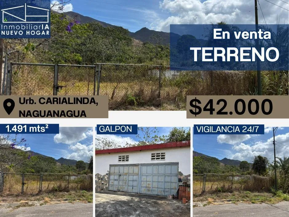 Terreno en Venta en Urbanización Carialinda, Primera Etapa, Naguanagua, Estado Carabobo 1491m² — USD 42,000