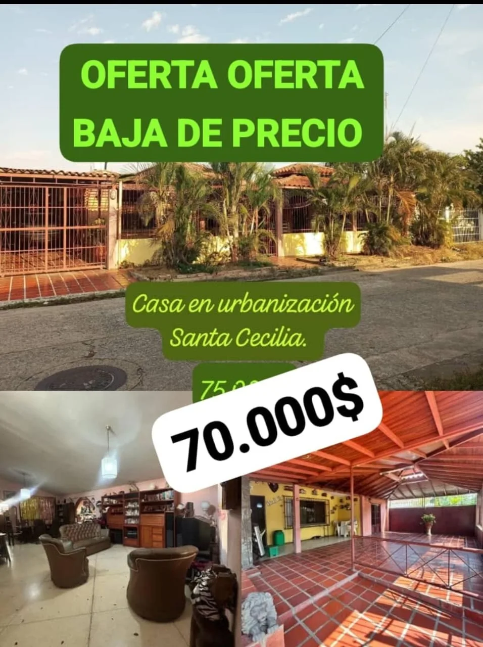 Casa en Venta en Urb. Santa Cecilia, Agua Blanca, Valencia — 4 hab 150m² — USD 70,000