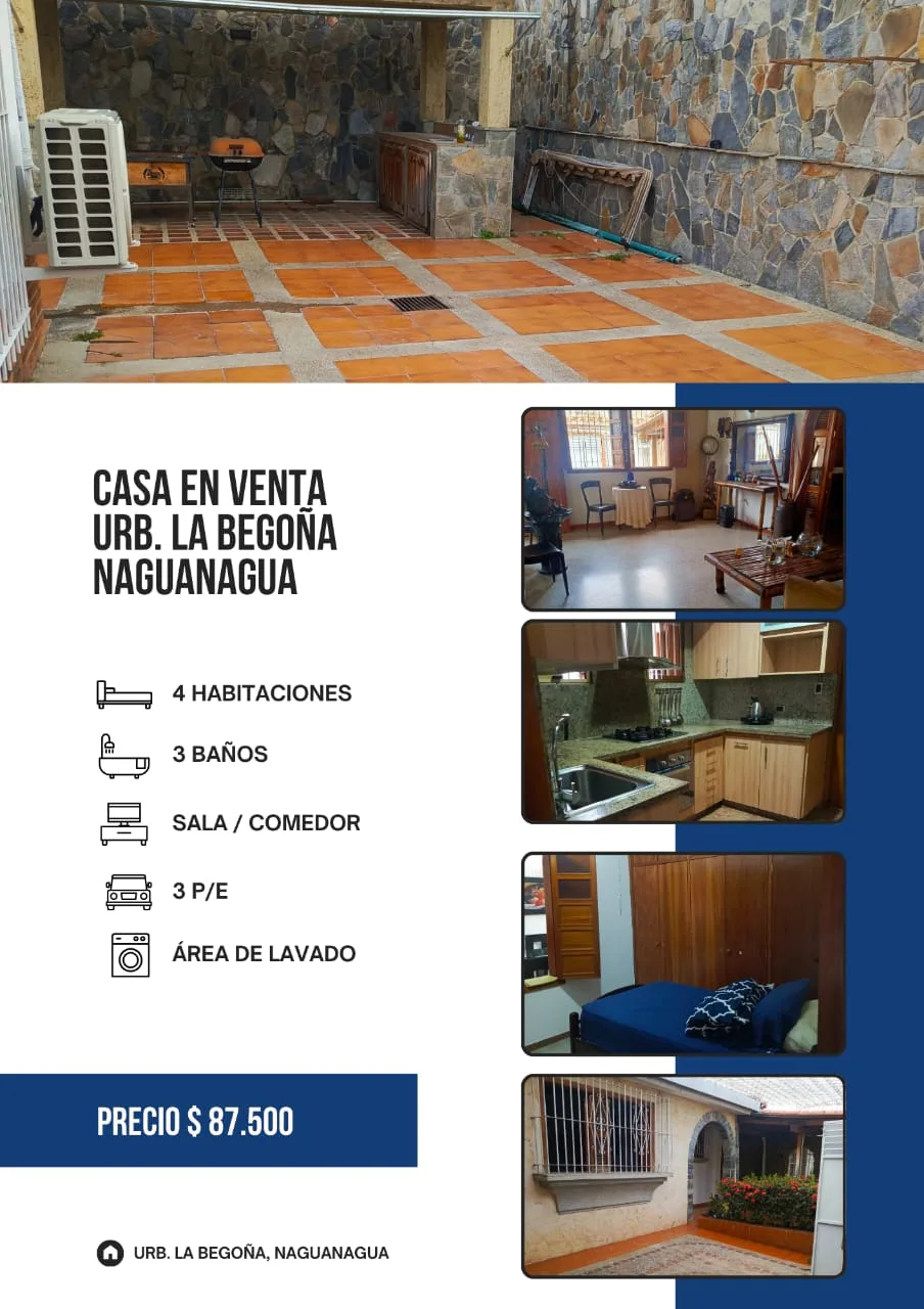 Casa en Venta en Urb. La Begoña, Naguanagua — 5 hab 104m² — USD 87,500