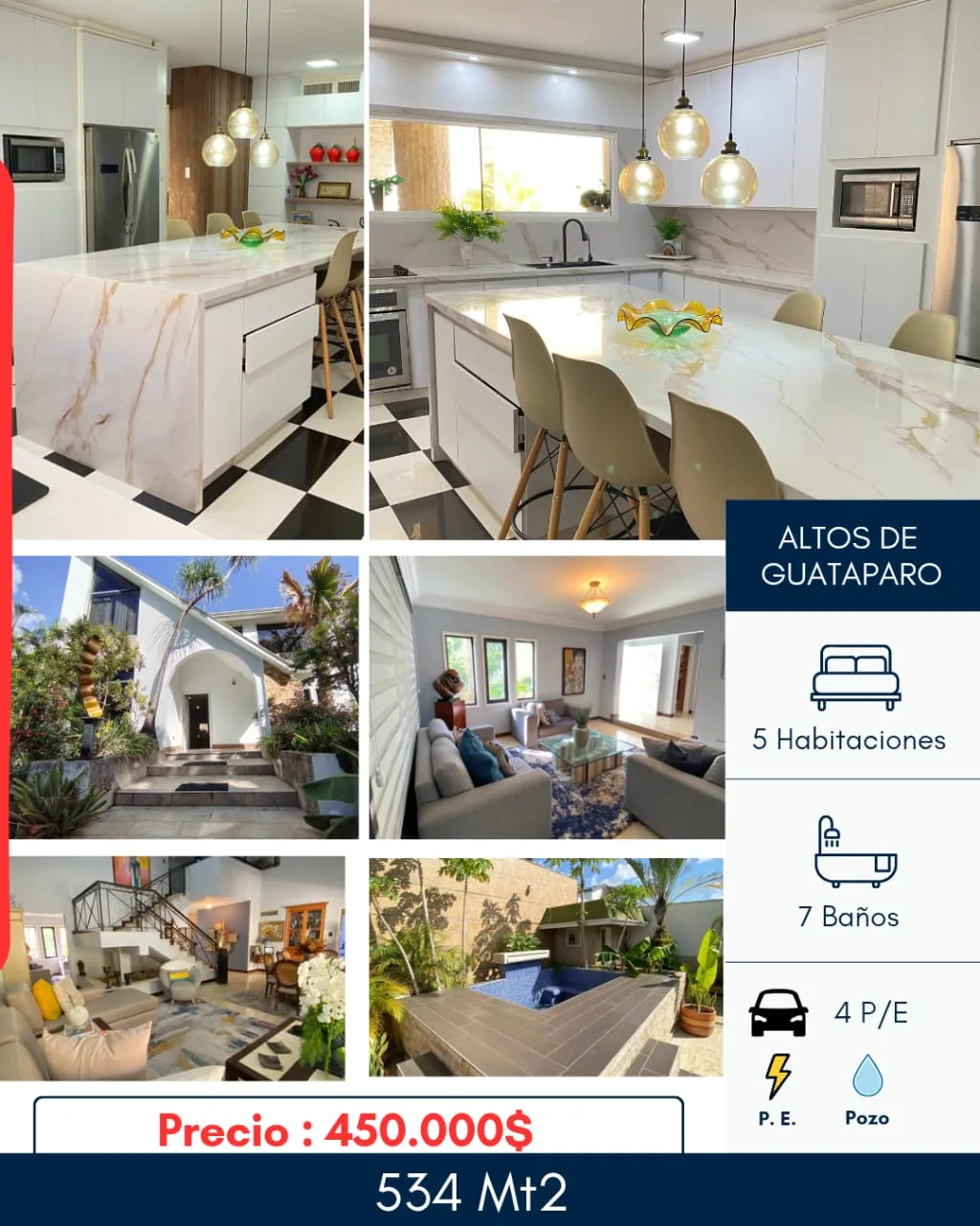 Casa en Venta en Altos de Guataparo — 5 hab 534m² — USD 450,000