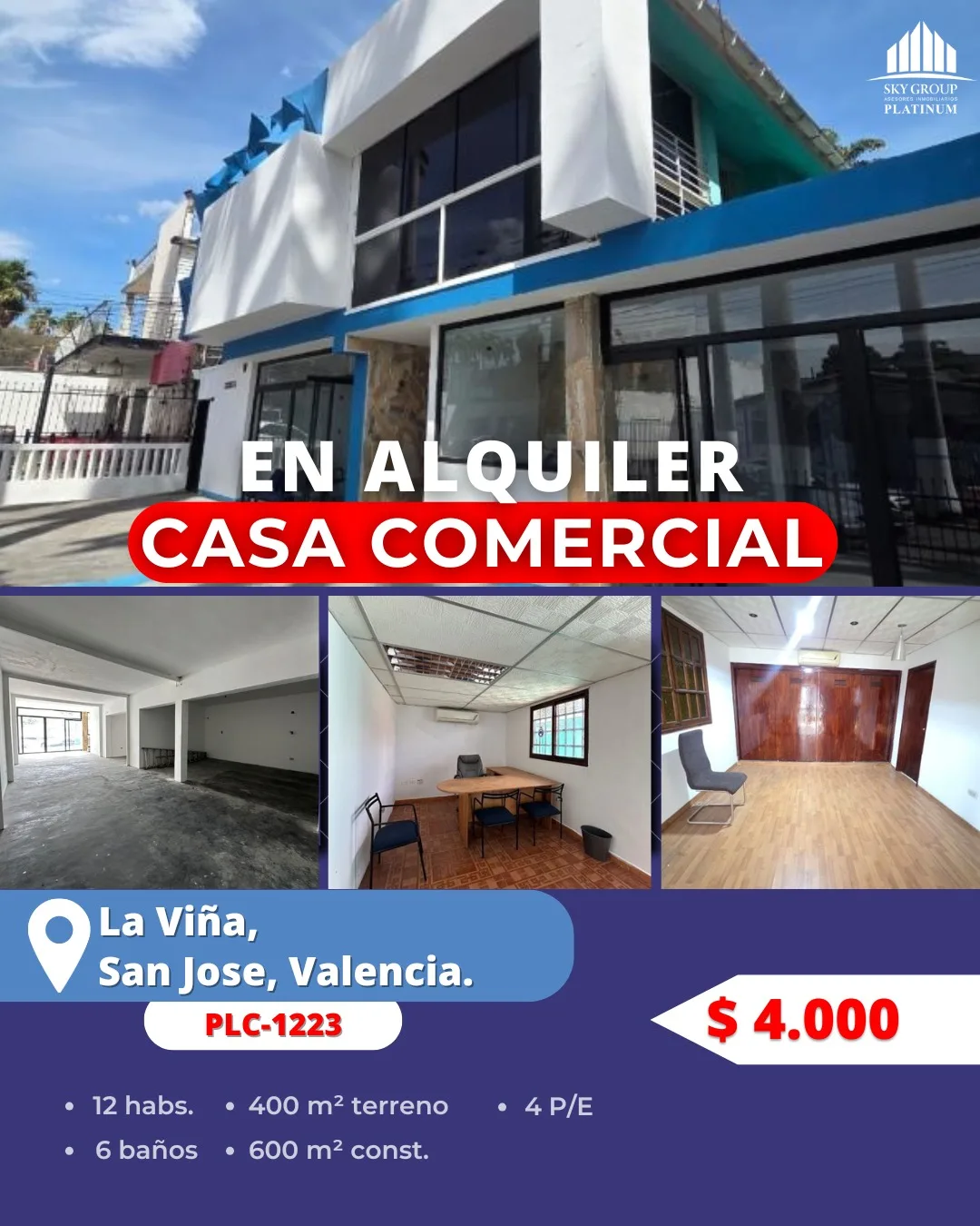 Casa en Alquiler en Urb El Viñedo — 12 hab 600m² — USD 4,000