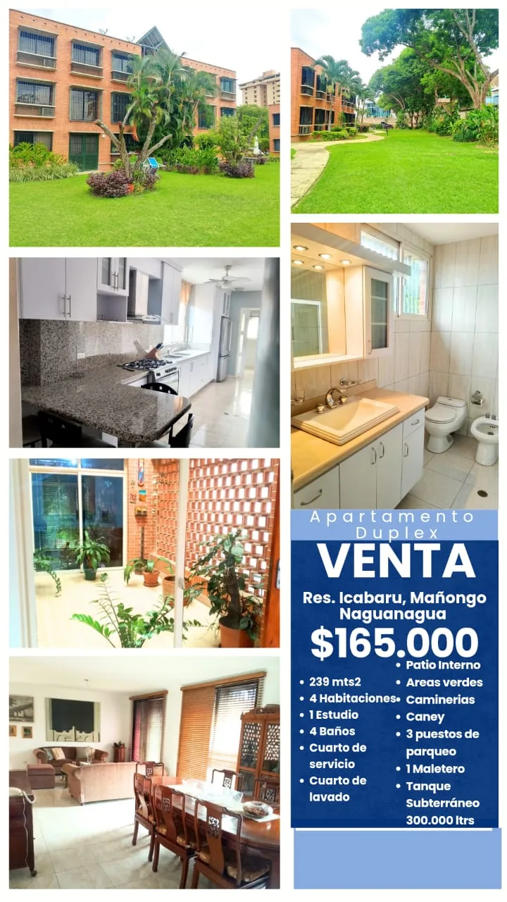Apartamento en Venta en Res. Icabarú, Mañongo (Naguanagua) — 5 hab 239m² — USD 165,000