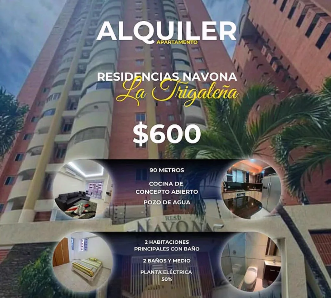 Apartamento en Alquiler en Trigaleña Residencias Navona — 3 hab 90m² — Precio a consultar