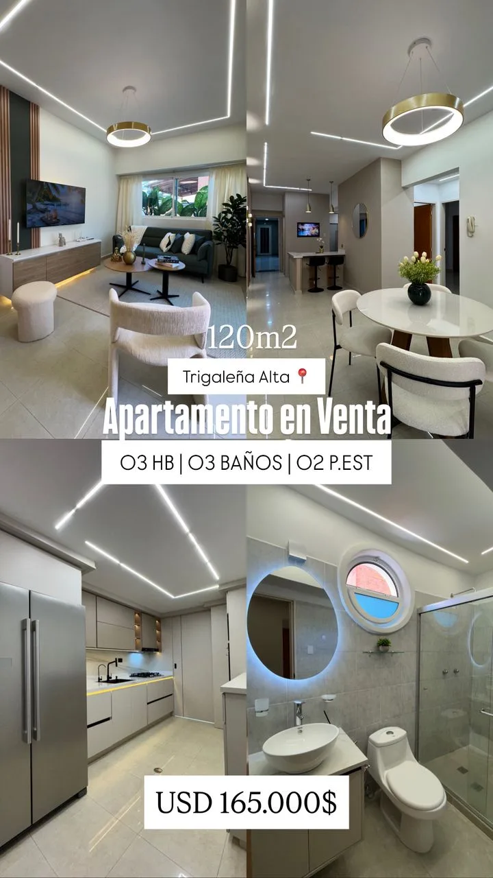 Apartamento en Venta en Trigaleña Alta — 3 hab 120m² — USD 165,000