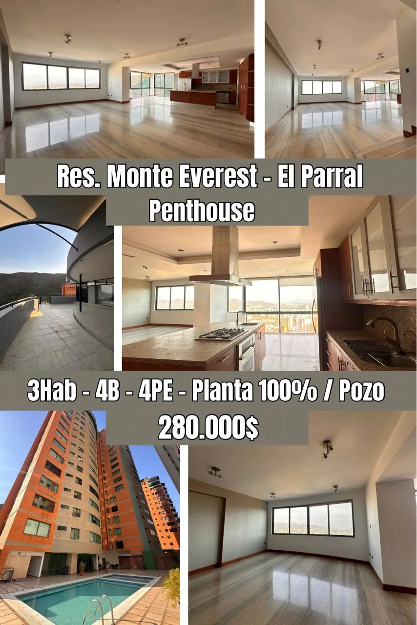 Penthouse en Venta en Res. Monte Everest – Urb. El Parral — 3 hab 390m² — USD 280,000