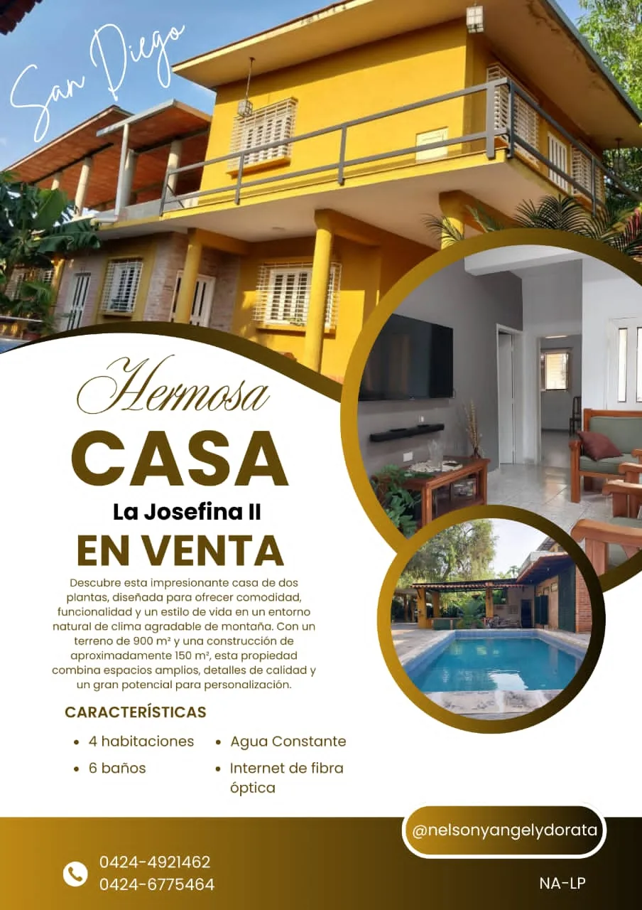 Casa en Venta en La Josefina II San Diego — 4 hab 150m² — USD 120,000