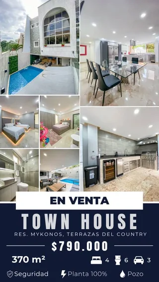 Townhouse en Terrazas del Country, Res. Mykonos, Guataparo