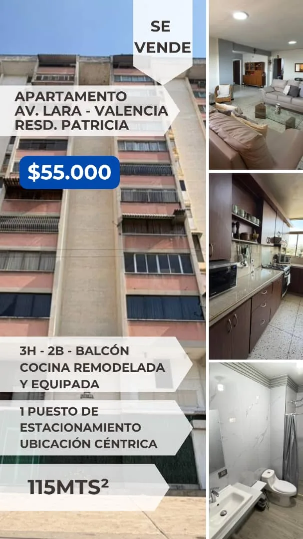 Apartamento en Venta en Av Lara, Res. Patricia — 4 hab 115m² — USD 55,000