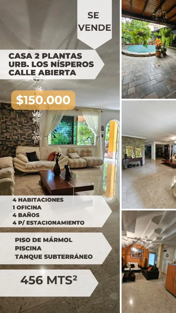 Casa en Venta en URB. LOS NÍSPEROS CALLE ABIERTA — 4 hab 456m² — USD 150,000