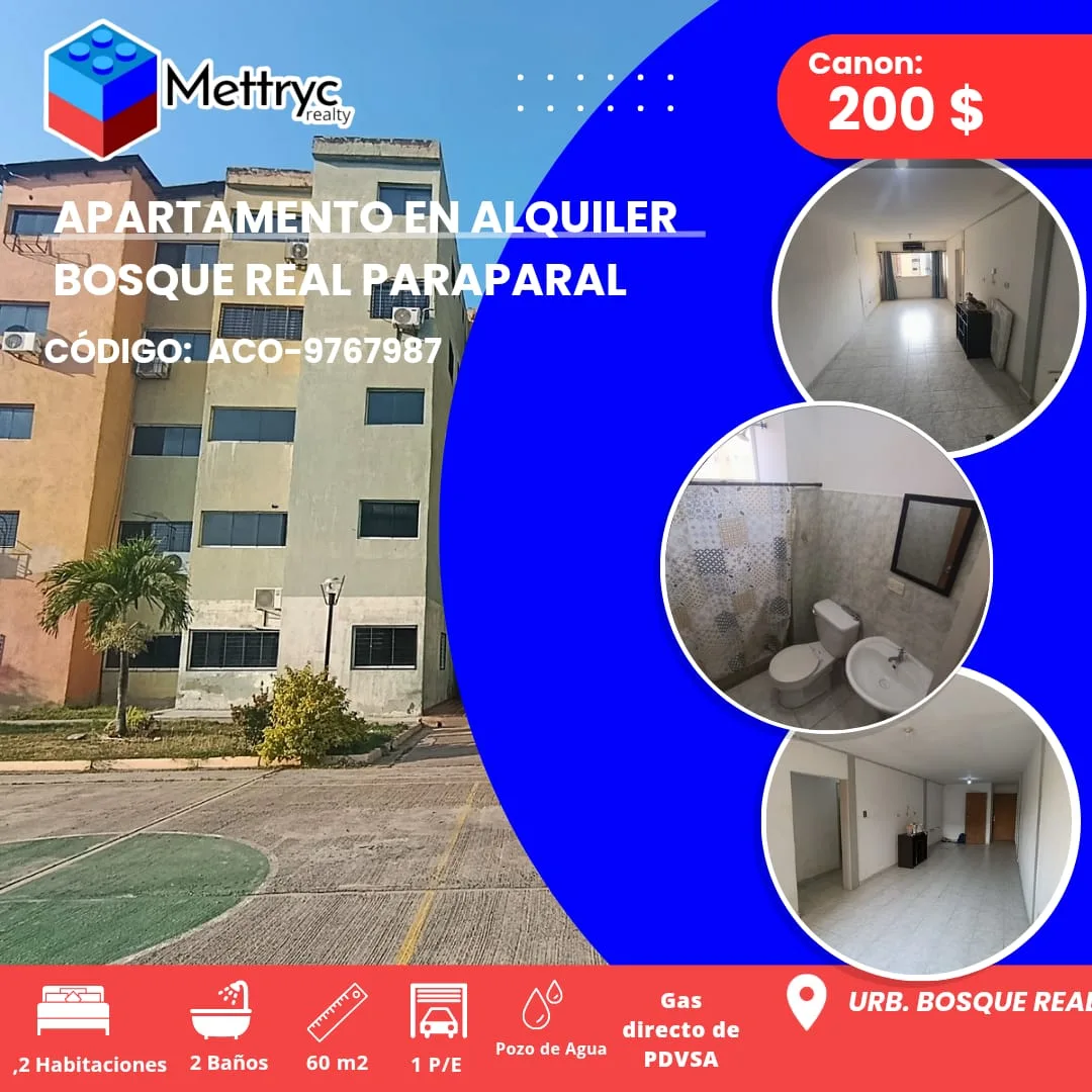 Apartamento en Alquiler en Urb. Bosque Real — 2 hab 60m² — USD 200