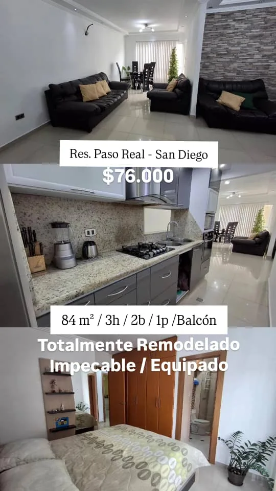 Apartamento en Venta en Res. Paso Real, San Diego — 3 hab 84m² — USD 76,000
