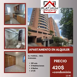 Apartamento en Res. RORAIMA - El PARRAL