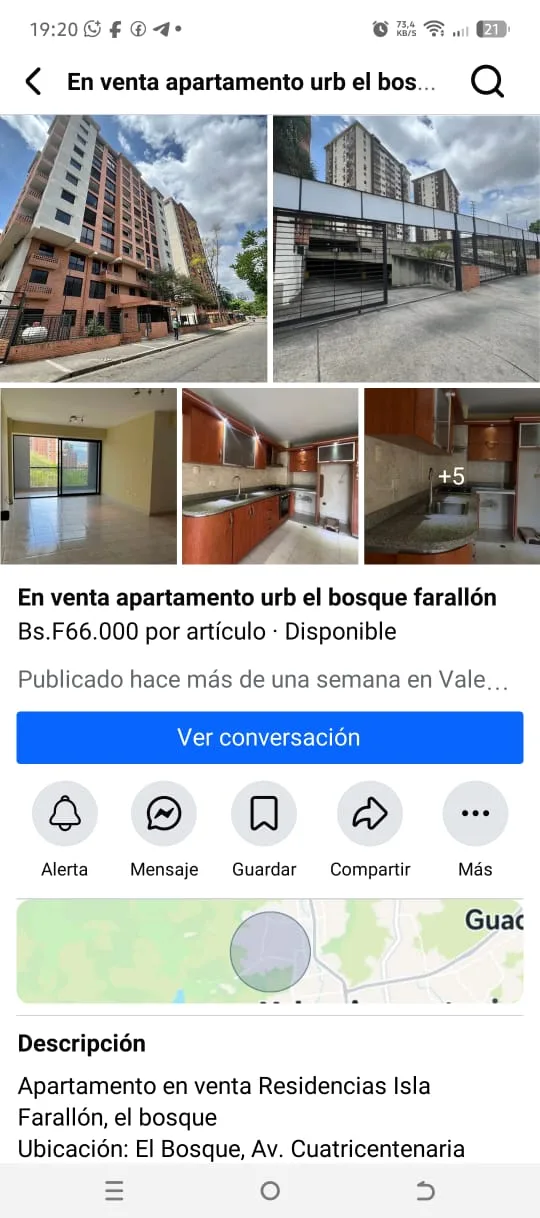 Apartamento en Venta en El Bosque, Av. Cuatricentenaria — USD 66,000