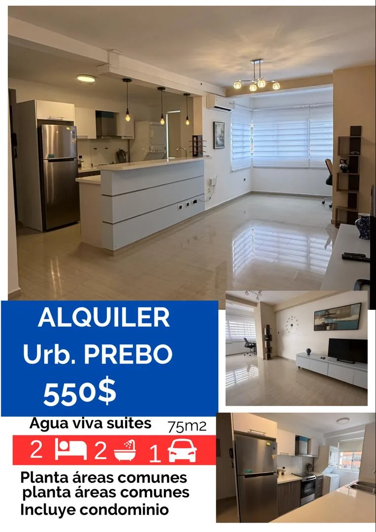 Apartamento en Alquiler en PREBO residencias agua viva suites — USD 550