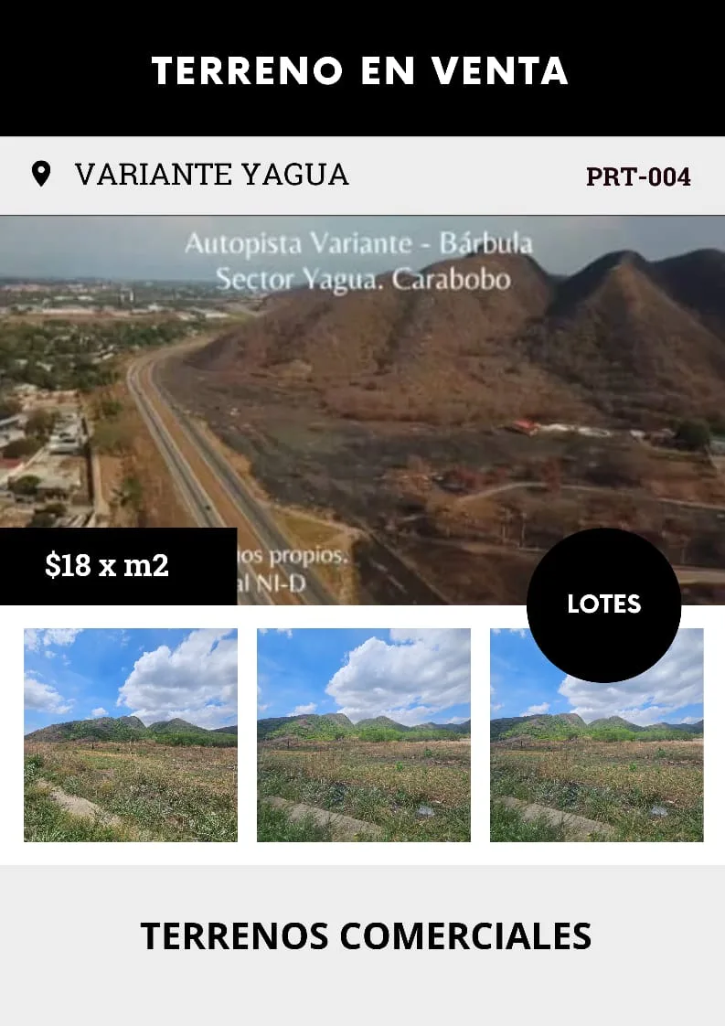 Terreno en Venta en variante San Diego- Yagua, Guacara Valencia-Carabobo — USD 18