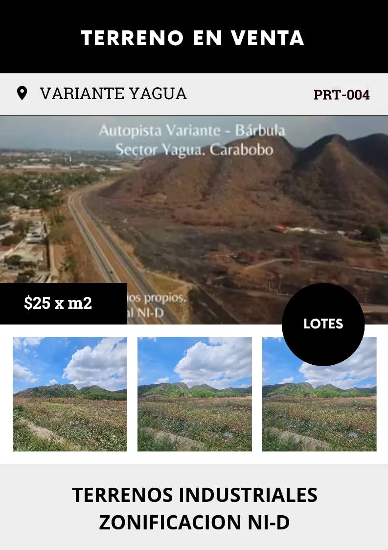Terreno en Venta en Variante San Diego- Yagua, Guacara Valencia-Carabobo — USD 25