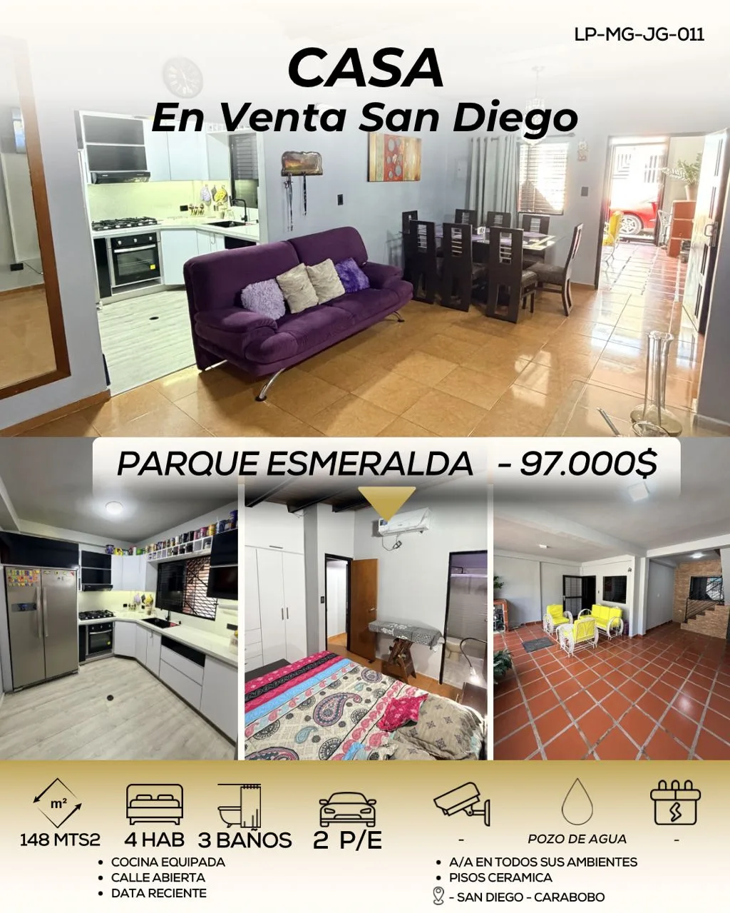 Casa en Venta en URB PARQUE LA ESMERALDA, San Diego — 4 hab 148m² — USD 97,000