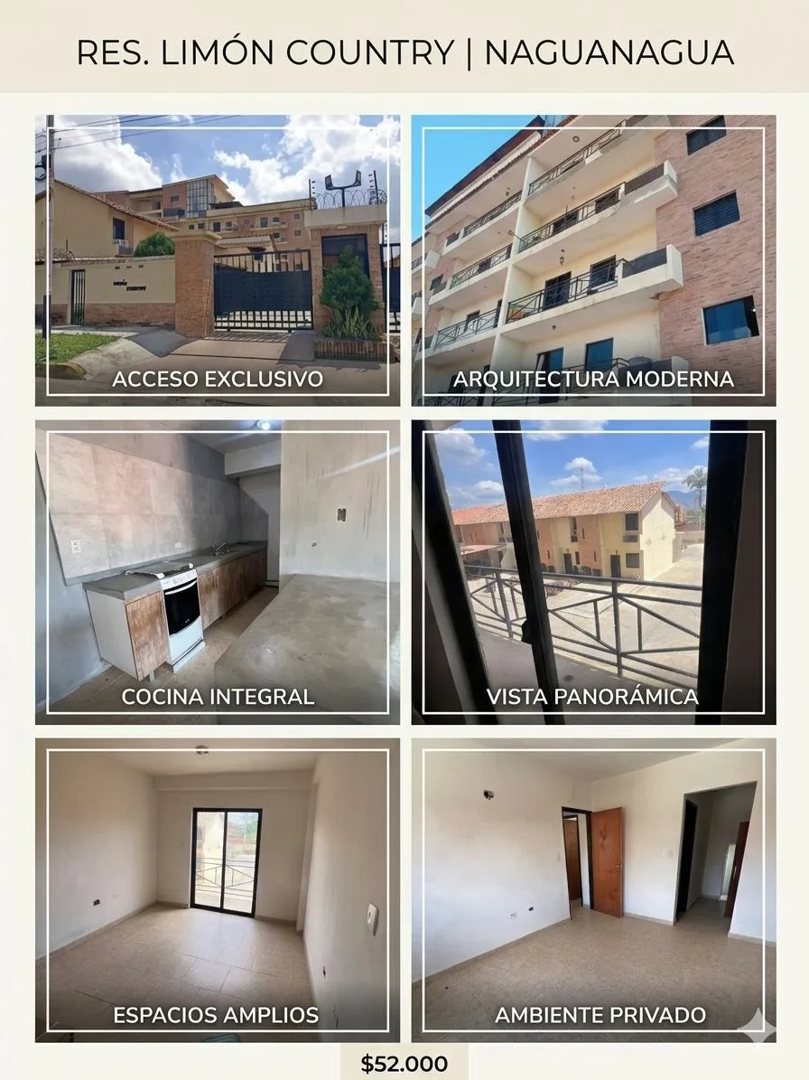 Apartamento en Venta en Limón Country – Naguanagua — 2 hab 69m² — USD 52,000