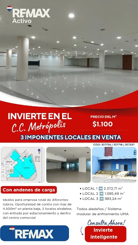 Local en Venta en C.C Metrópolis — USD 1,100