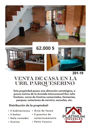 Casa en Urb. Parqueserino, cerca de la Avenida Intercomunal Don Julio Centeno
