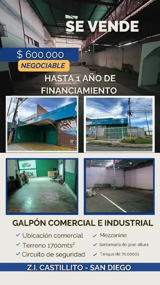 Galpón en Zona Industrial Castillito, San Diego